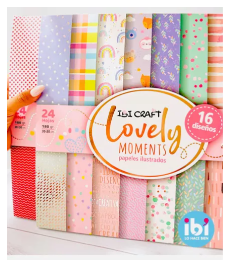Block 24 Cartulinas Ilustradas 16 Diseños Lovely 180gr