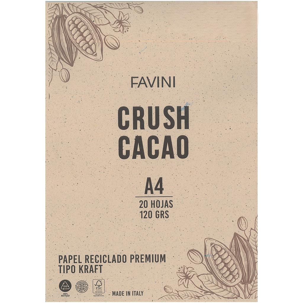 BLOC C/20 HOJAS DE PAPEL FAVINI CRUSH, A4, 120 GRS., "CACAO