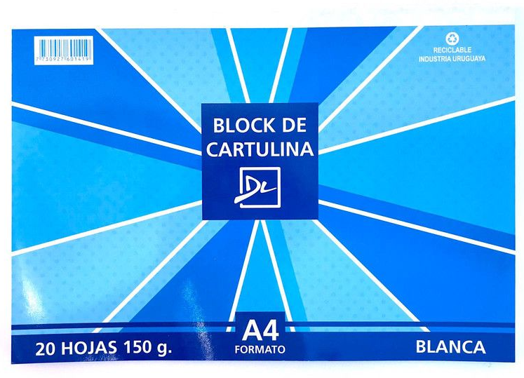 BLOCK CARTULINA BLANCA A4 150 GR 20 HOJAS