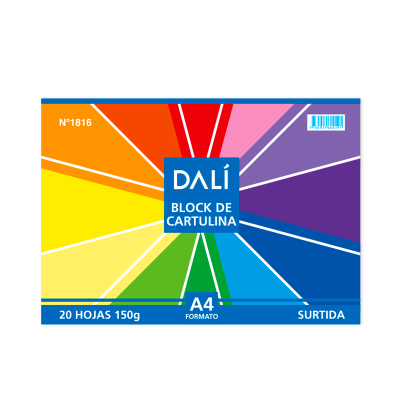 Block A4 Cartulina de Colores DALI X 20H