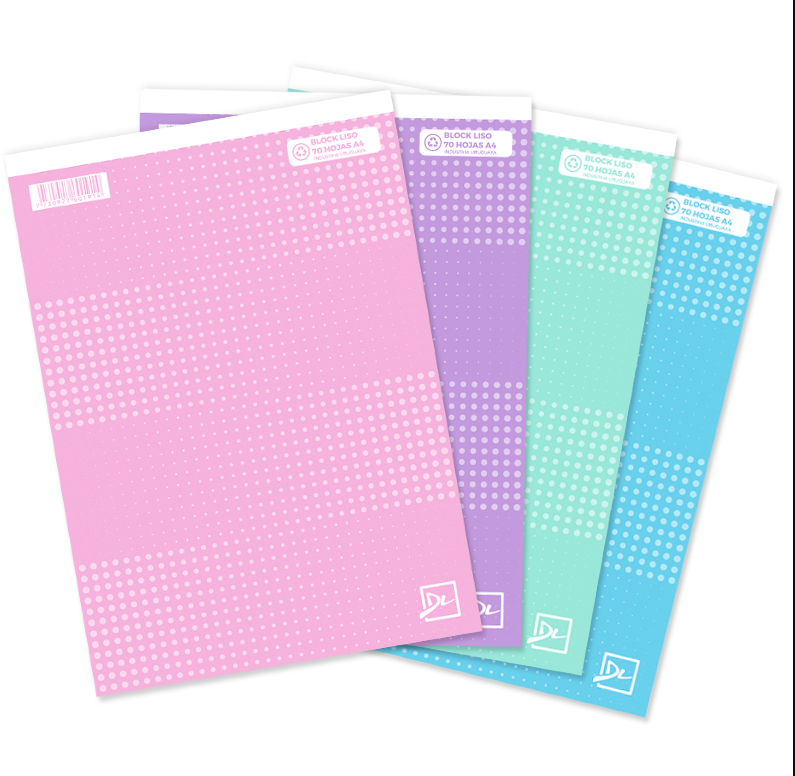 BLOCK LISO 70 HOJAS A5 COLORES PASTEL
