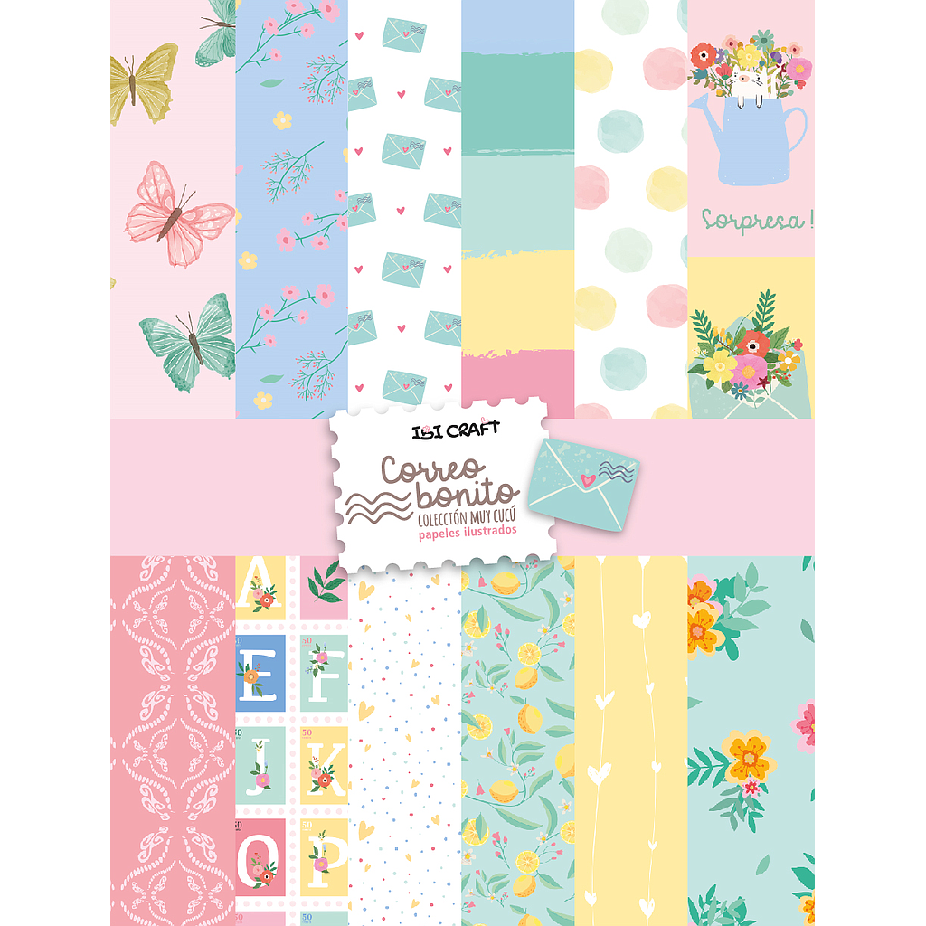 Block Papeles Ilustrados- X 24 H. Correo Bonito Ibi Craft