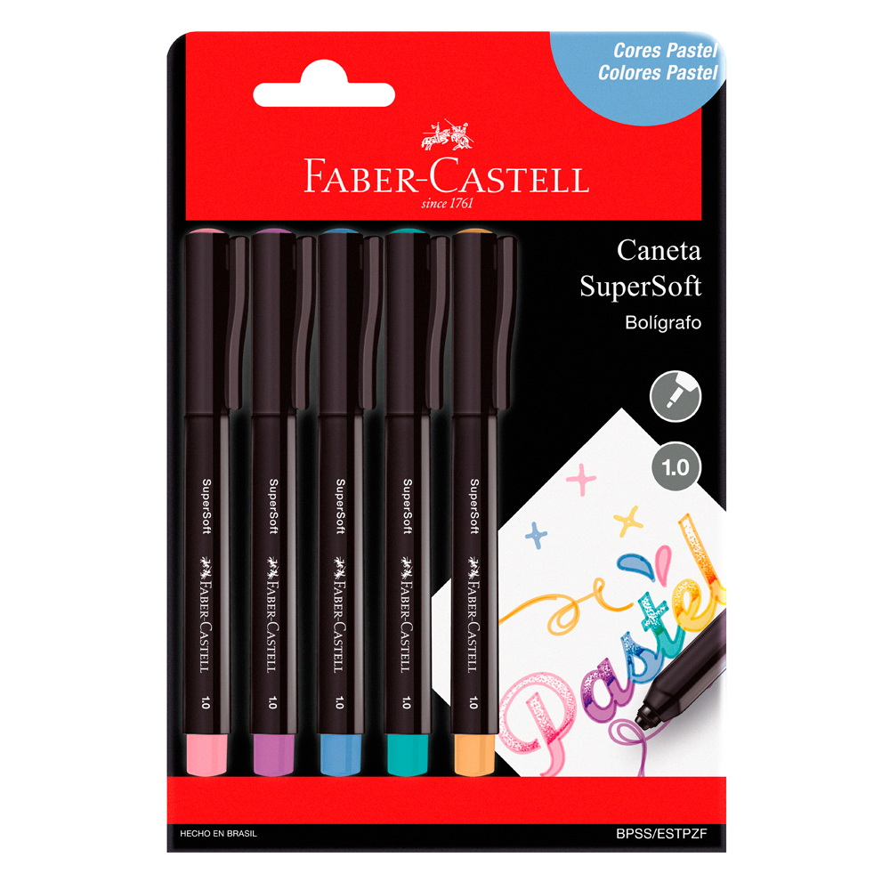 Bolígrafo Súper Soft Pastel X5 Colores Faber Castell