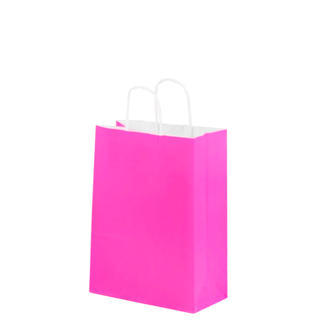 Bolsa de Papel Chica Fucsia con Asa x12Medidas: 21cm x 16cm x 8cm