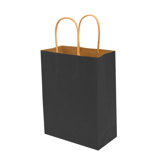Bolsa de Papel Chica Negra con Asa x12Medidas: 27cm x 22cm x 11cm