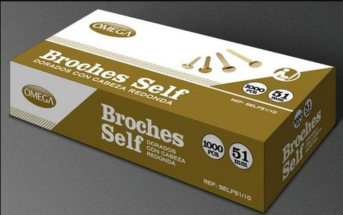 BROCHES SELF DORADOS CABEZA REDONDA 100 UNDS 51 MM