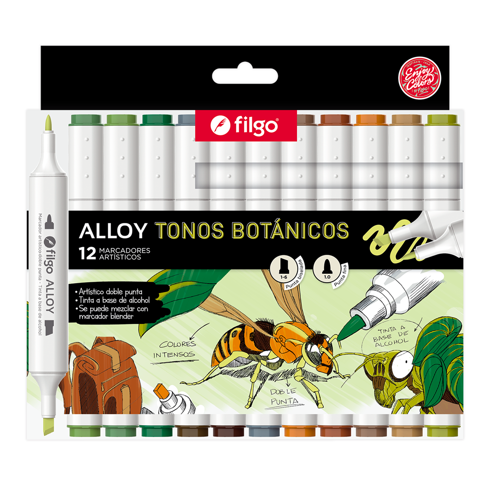 Marcadores Alloy Botanicos x12 Filgo