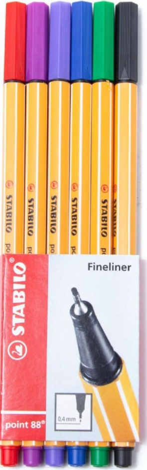 Fine Pen Stabilo Point 88 neon  estuche x6