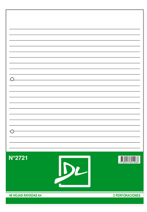 HOJAS RAYADAS A4  48 HOJAS 2 PERFORACIONES