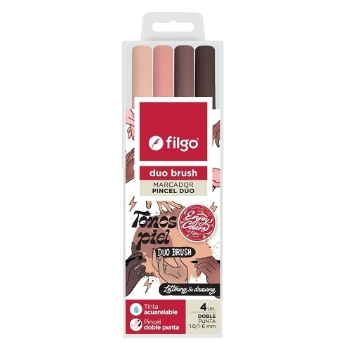 marcador Filgo duo brush pen - estuche 4 tonos piel