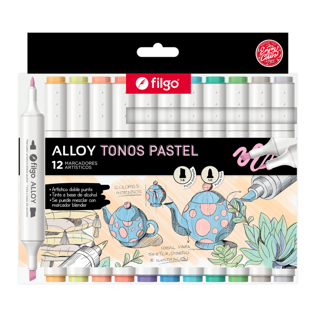 Marcadores Alloy Tonos Pastel x12 Filgo