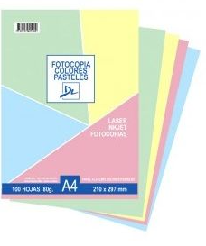 PACK 100 HOJAS A4 COLOR PASTEL VARIADO 80G