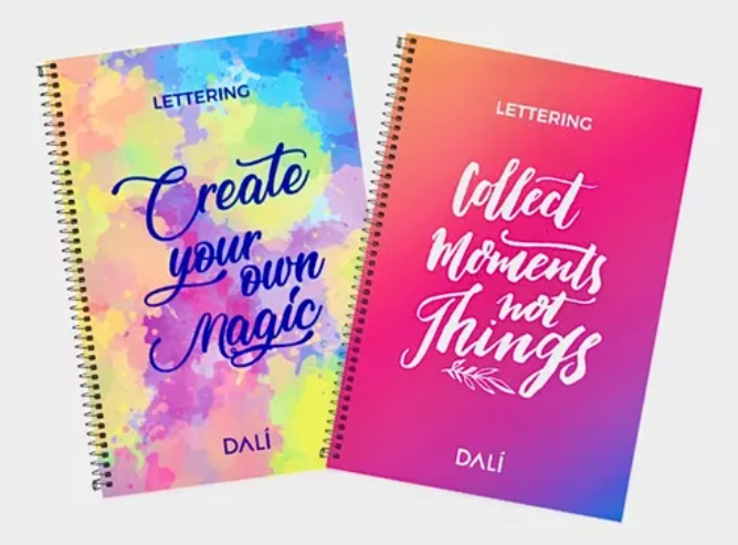 Pack X4 Cuadernos A5 Espiral 70 Hojas Lettering Con Puntitos