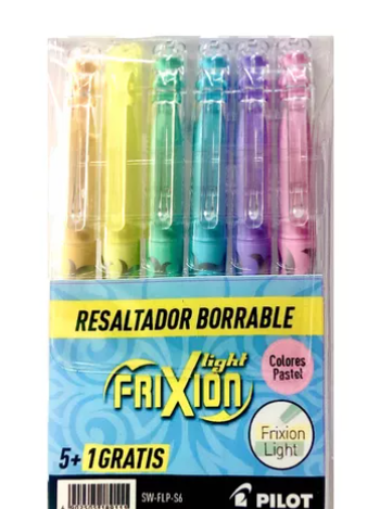 Resaltador Borrable Pastel x 6 Pilo