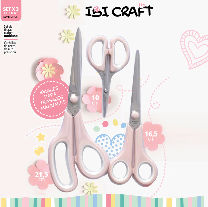 SET DE 3 TIJERAS CRAFTER MULTIUSO IBI CRAFT
