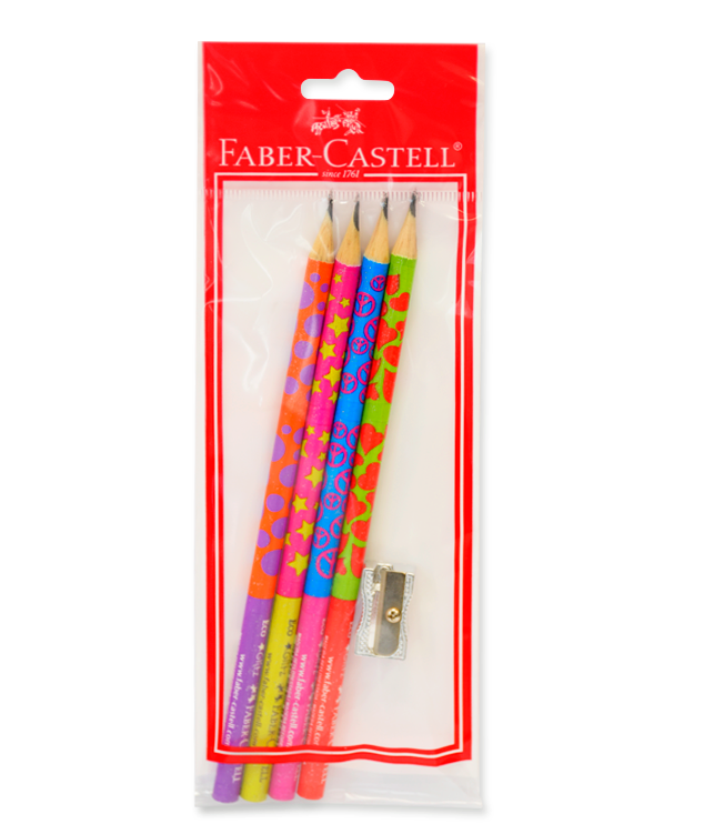 SET DE 4 LAPICES CON SACAPUNTA FABER CASTELL