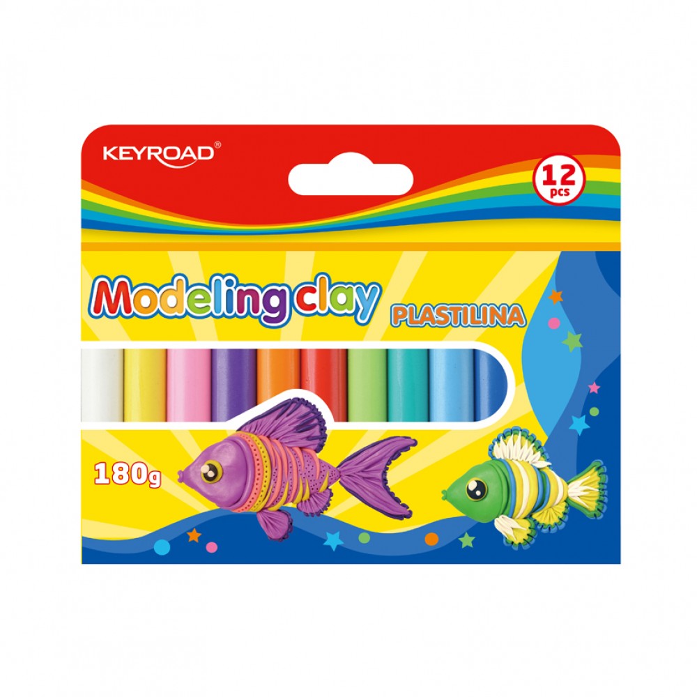 CAJA DE 12 PLASTILINAS INFANTILES KEYROAD, COLORES SURTIDOS