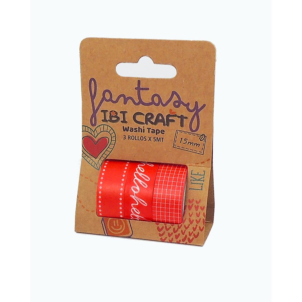 Washi Tape Ibi Craft Tonos Rojo x 3