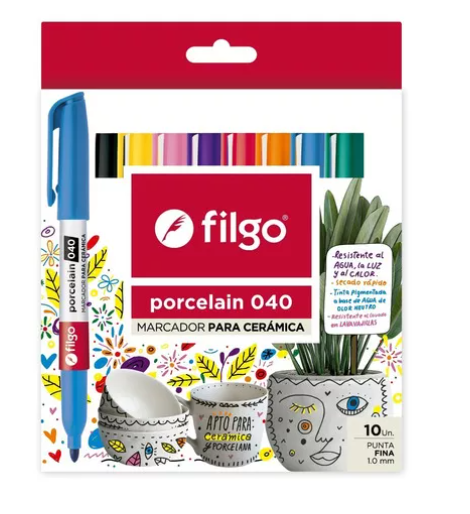 marcador Filgo permanente 040 cerámica -estuche 10 surtido