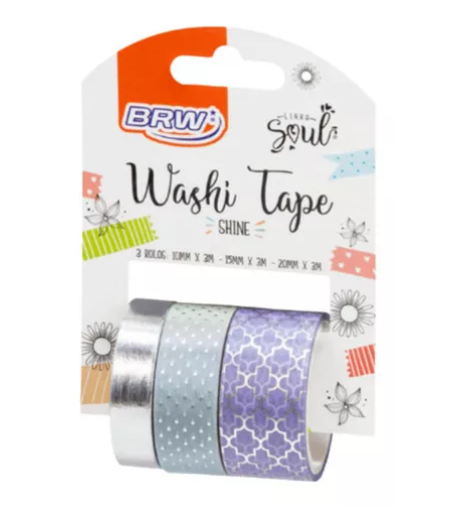 Cinta Adhesiva Shine Lilac Brw Washi Tape Con 3 Rollos