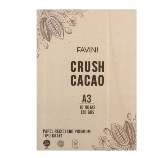 Block Papel Reciclado Favini Kraft Tamaño A3 10 Hojas 120 Gr Color Cacao