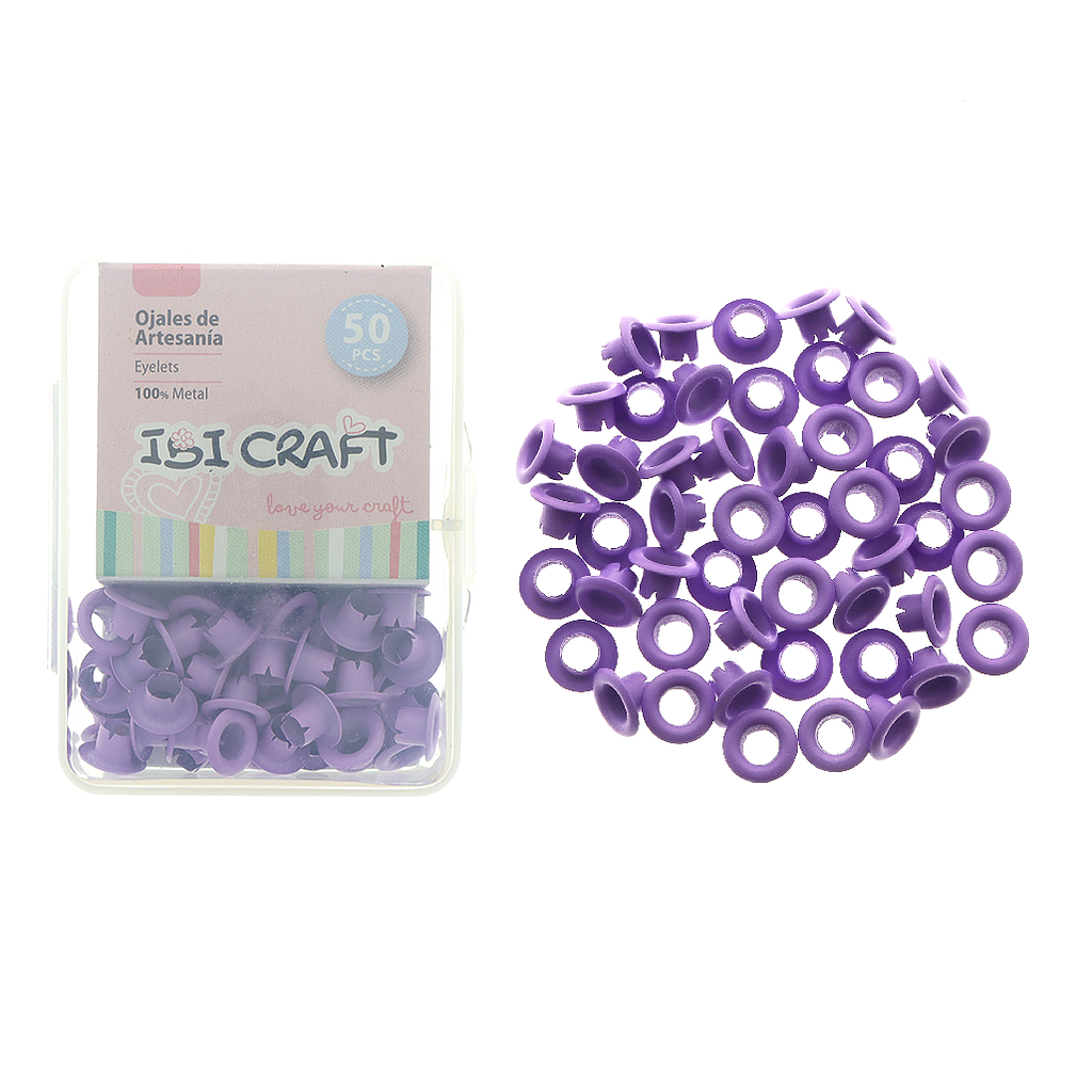 CAJA C/50 OJALILLOS METÁLICOS IBI CRAFT, DIAM. 4,5mm, VIOLETAS
