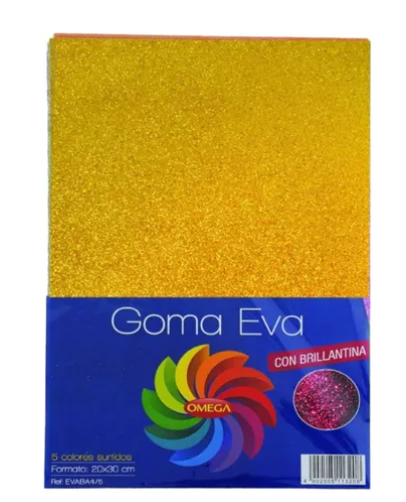 Block Goma Eva A4 con Brillantina