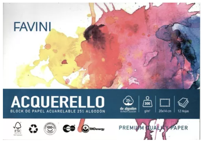 Block Papel Acuarela 20x14 Favini
