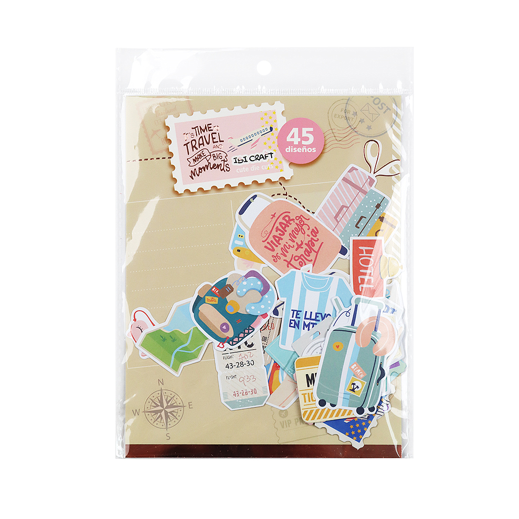 Set 45 Diecuts Ilustrados Serie Travel Scrapbooking