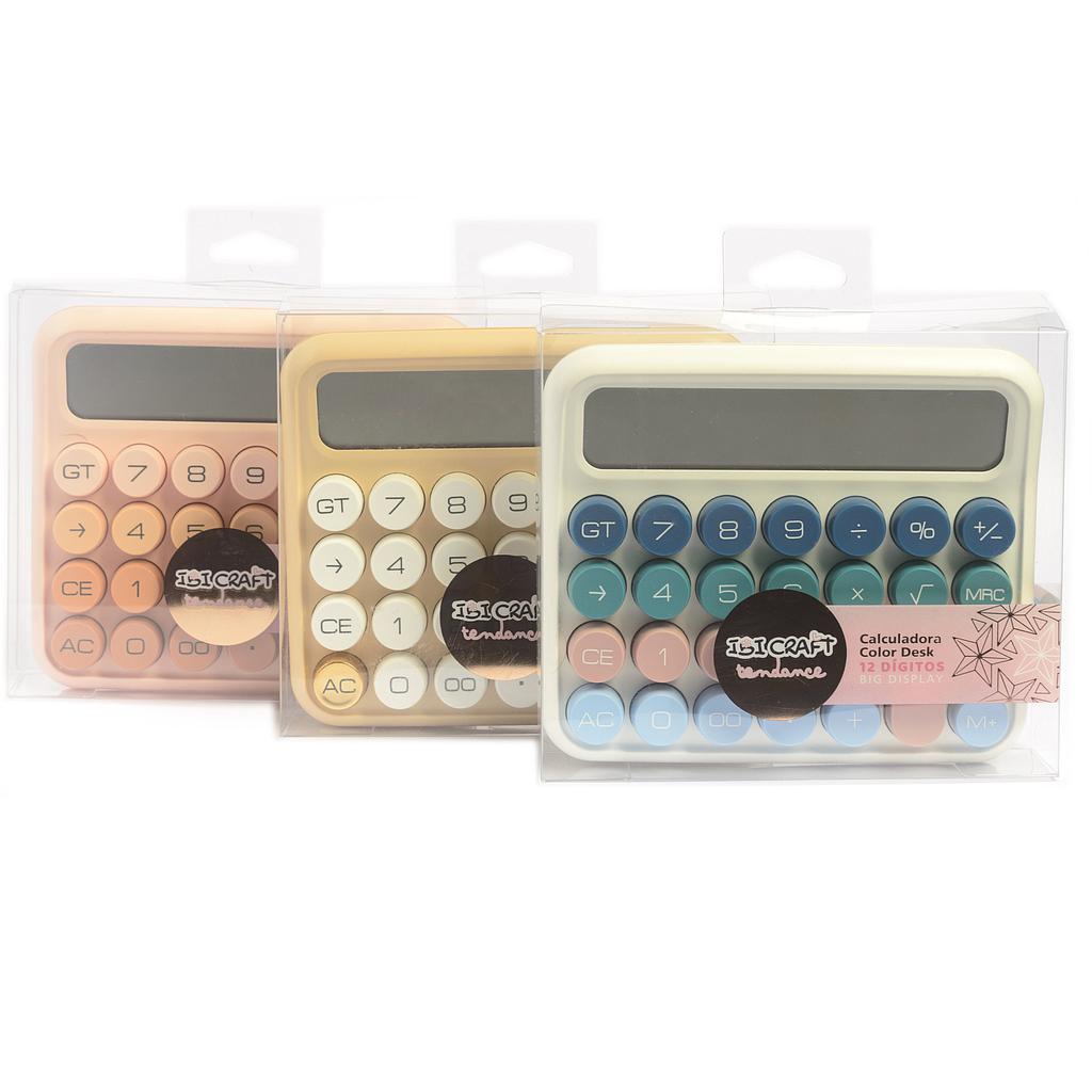 CALCULADORA IBI CRAFT TENDANCE, BIG DISPLAY 12 DÍGITOS ROSA