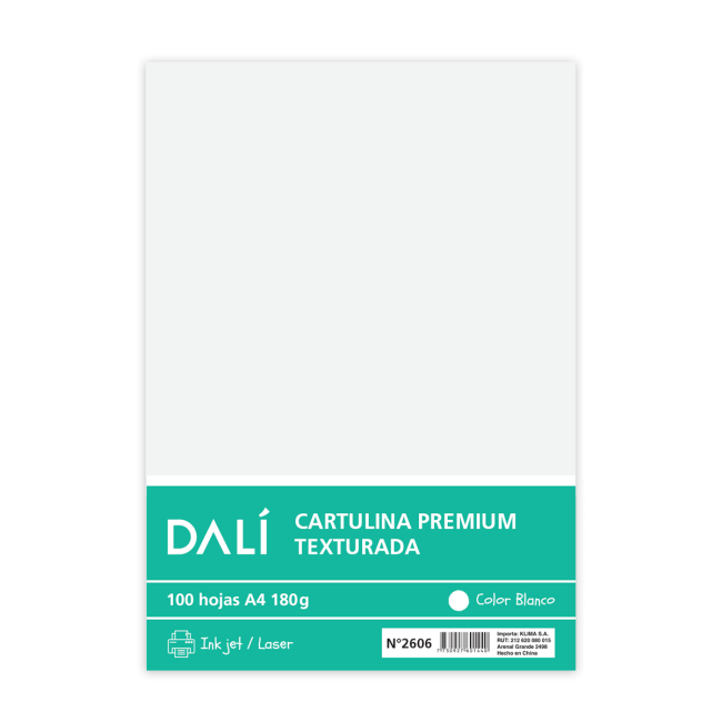 Cartulina Dali Premium A4 Texturada 180g X 100 H.