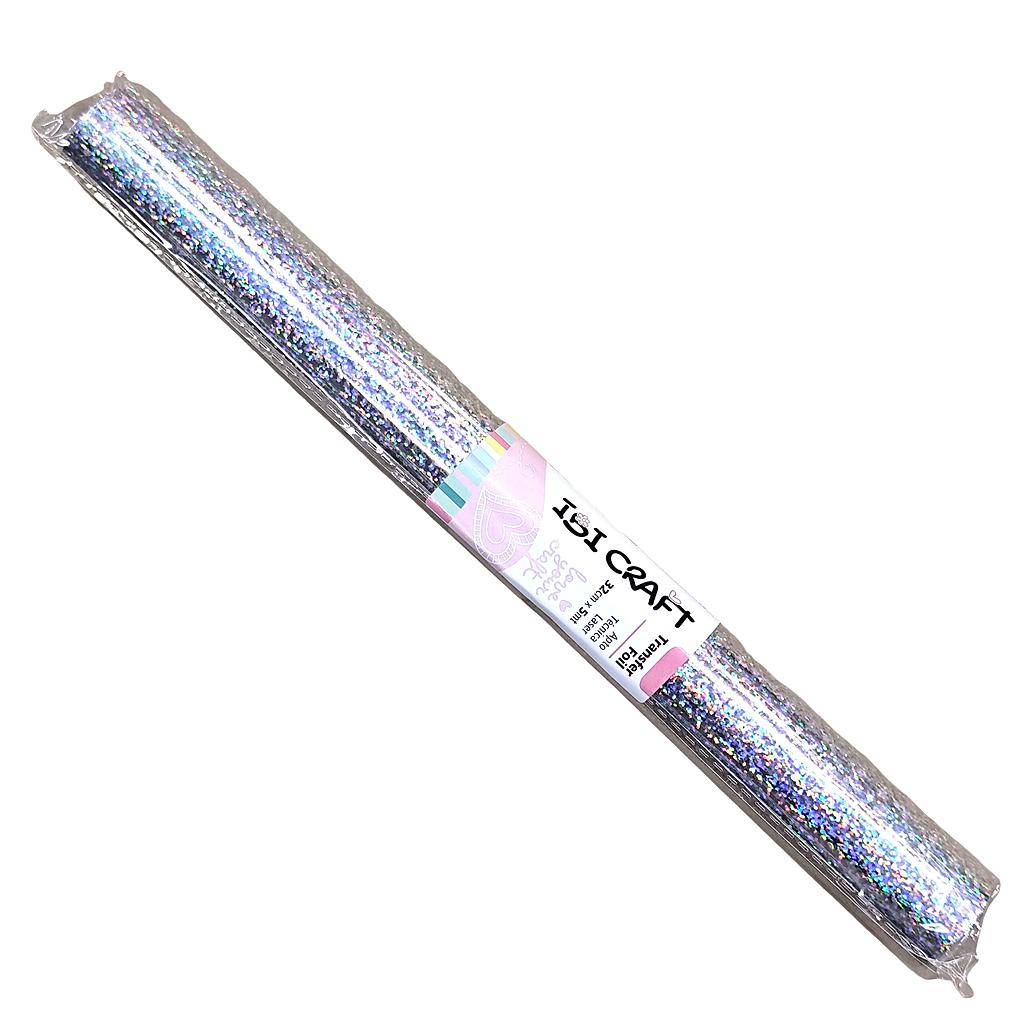 ROLLO DE PAPEL TERMOTRANSFERIBLE «FOIL PAPER», IBI CRAFT 32cm*5m – GLITTER PLATA