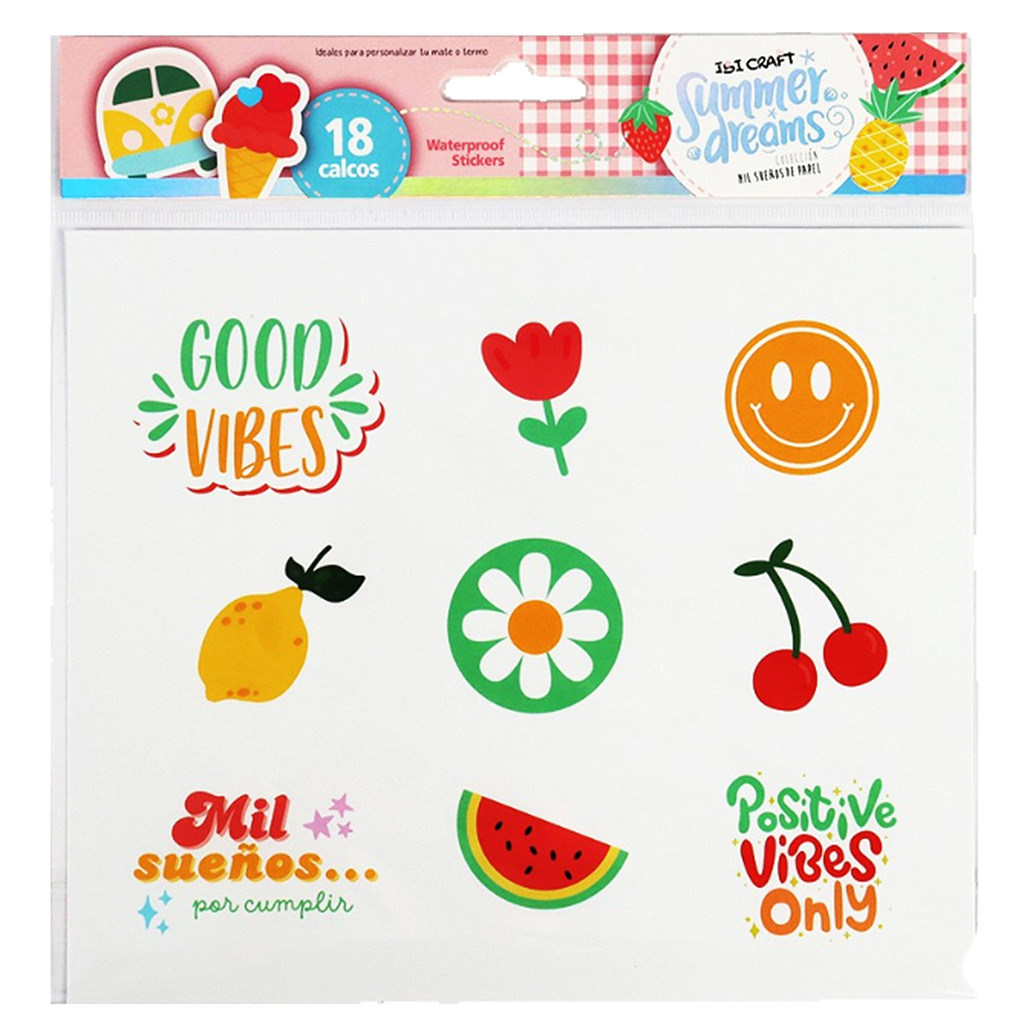 SET DE 2 HOJAS AUTOADHESIVAS IBI CRAFT, SERIE SUMMER DREAMS