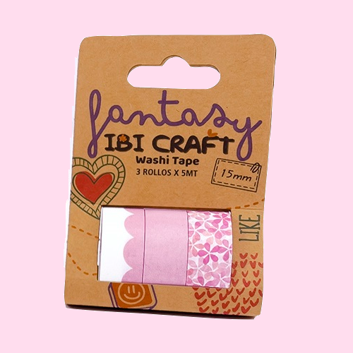 WASHI IBI CRAFT PACK x 3 TONOS ROSA