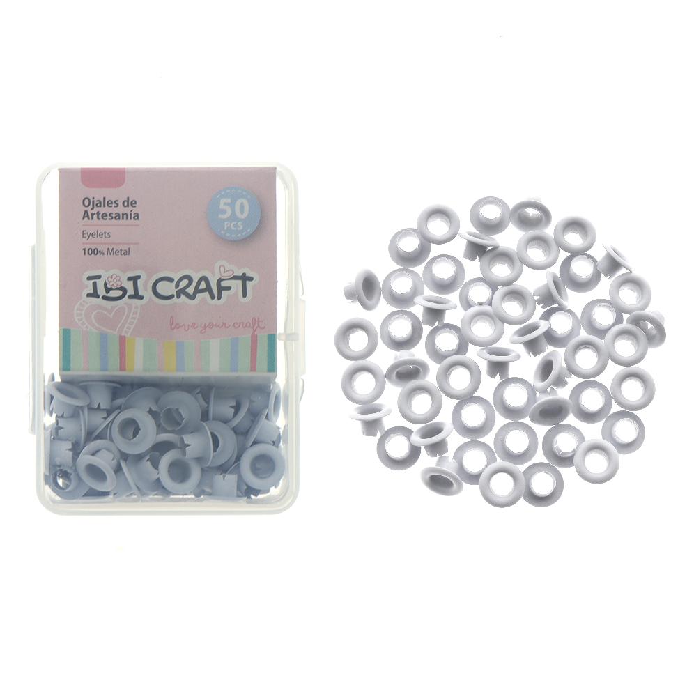 CAJA C/50 OJALILLOS METÁLICOS IBI CRAFT, DIAM. 4,5mm, BLANCOS