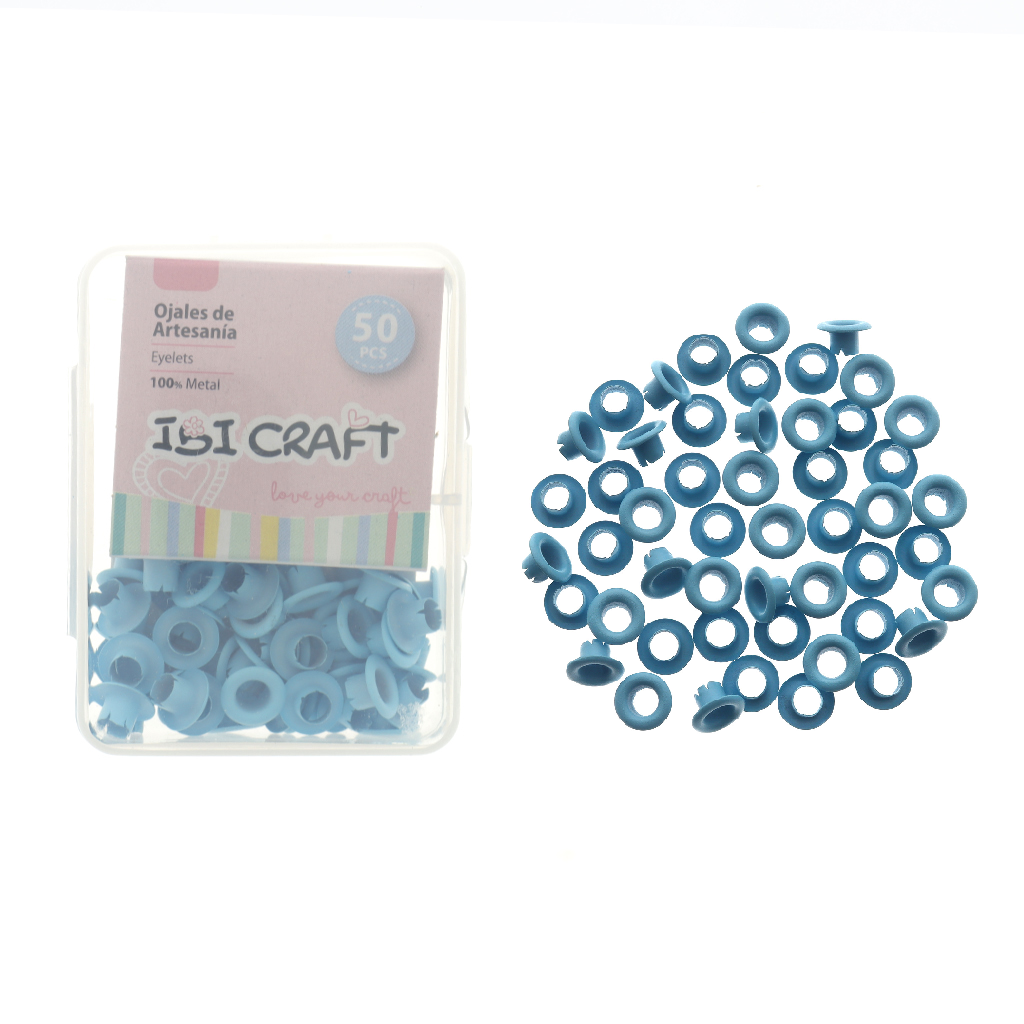 CAJA C/50 OJALILLOS METÁLICOS IBI CRAFT, DIAM. 4,5mm, AZUL HIELO
