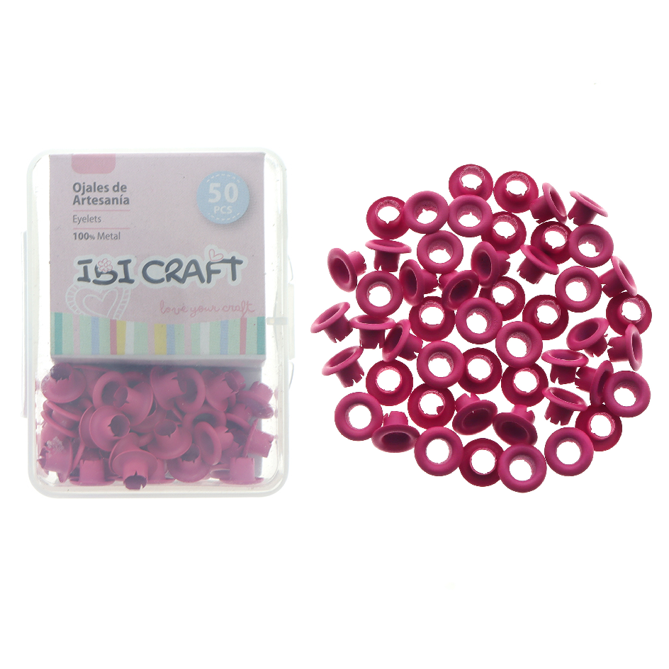 CAJA C/50 OJALILLOS METÁLICOS IBI CRAFT, DIAM. 4,5mm, ROJO ROSA
