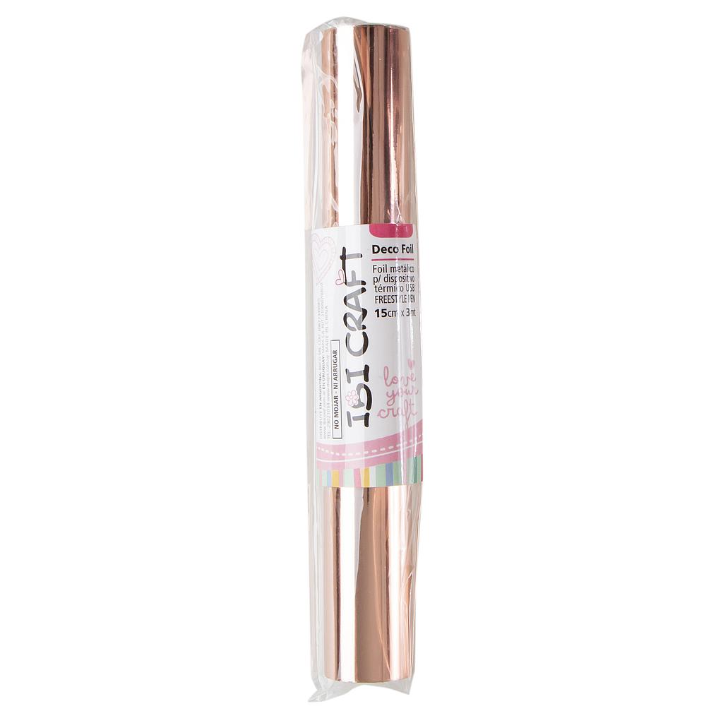 PAPEL TERMOTRANSFERIBLE "FOIL PAPER", IBI CRAFT 15cm*3m - ORO ROSA