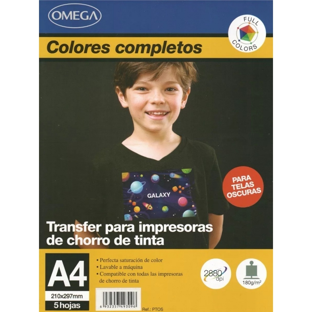 PAPEL TRANSFER PARA TEXTILES OSCUROS A4. 180 GR