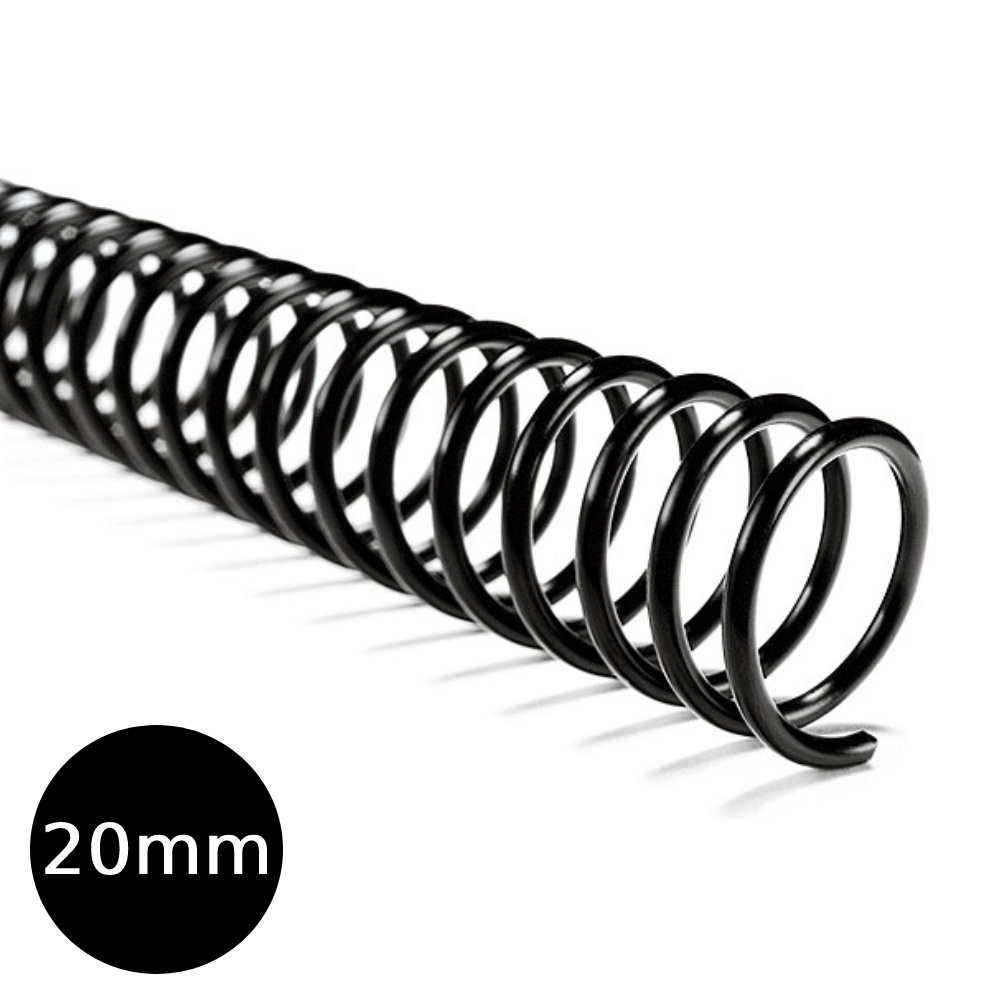 Espiral Plástico 20 Mm Rulo Encuadernación X10 Unidades Negro