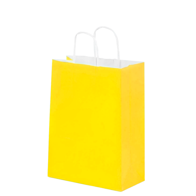 Bolsa Papel con Asa Mediana Amarillo x 12