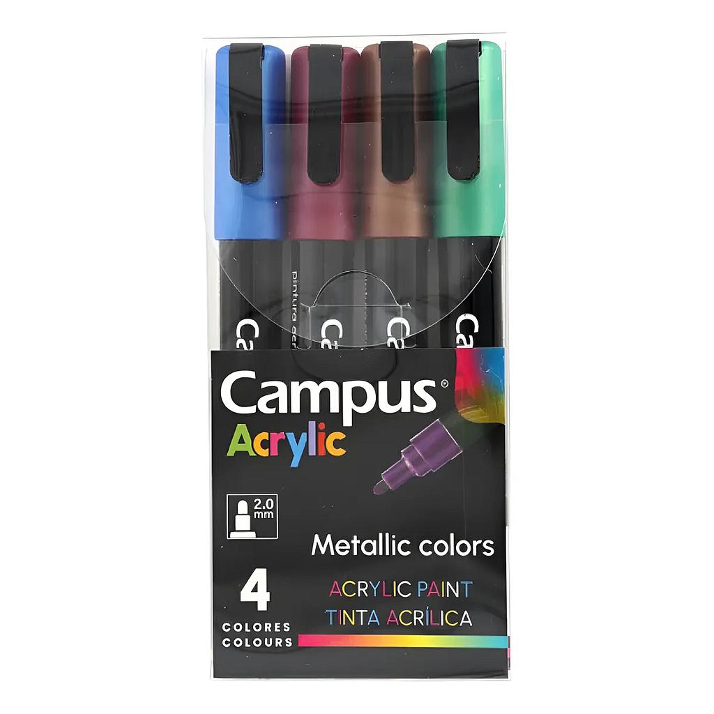 Set Marcadores De Pintura Acrilica X4 Campus Metalizados