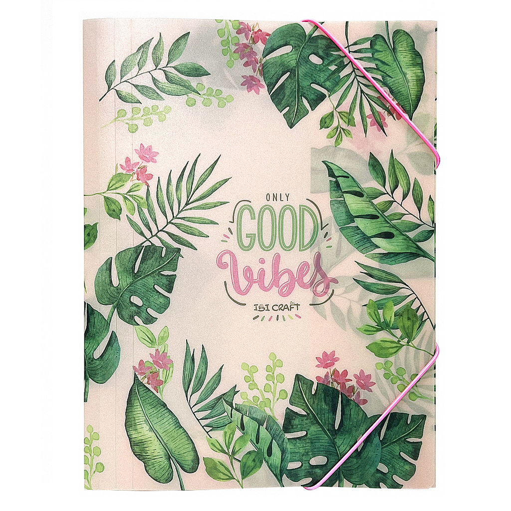 CARPETA PLÁSTICA C/ELÁSTICO IBI CRAFT, A4, "ONLY GOOD VIBES"