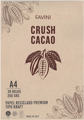 BLOC C/20 HOJAS DE PAPEL FAVINI CRUSH, A4, 250 GRS., "CACAO"
