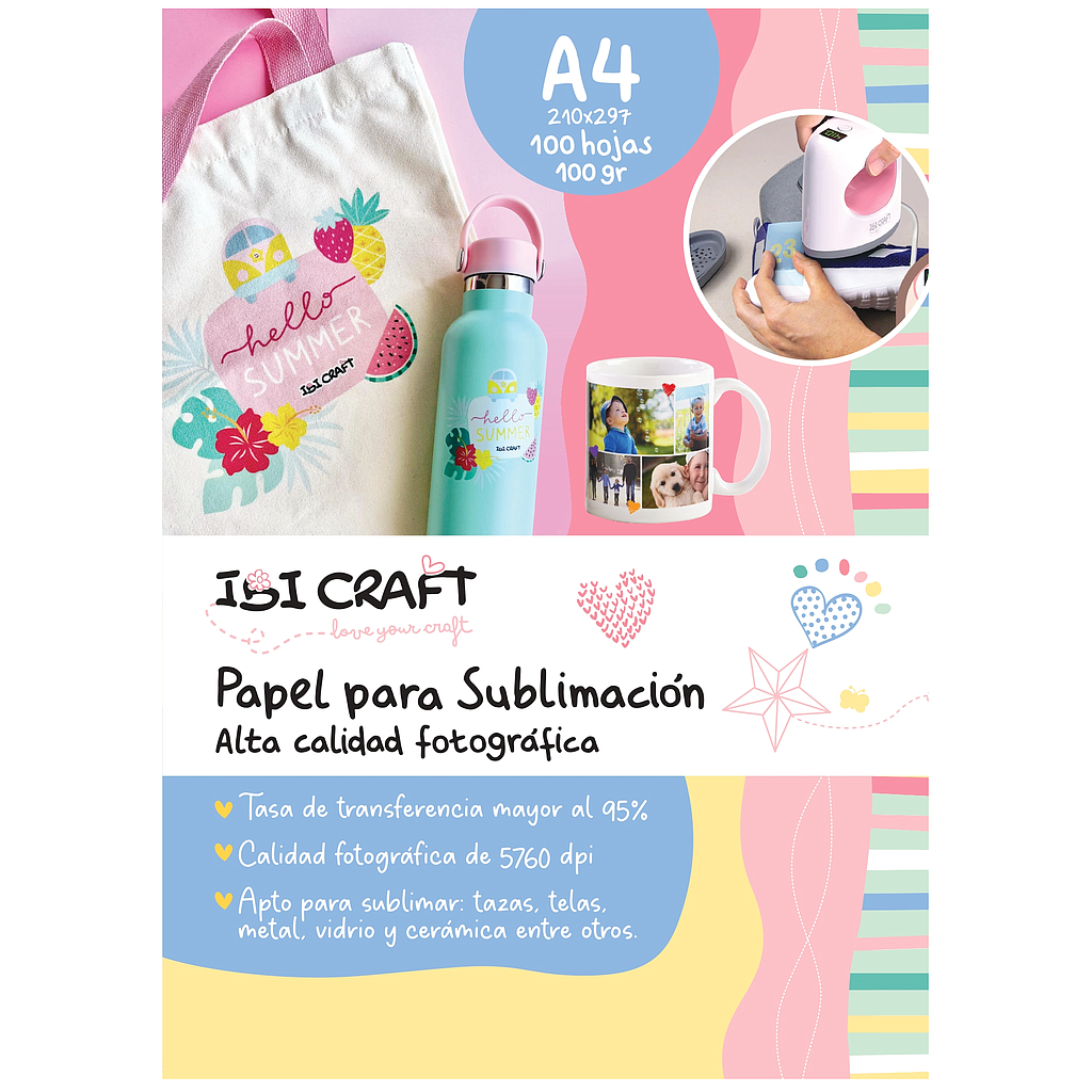 SOBRE CON 100 HOJAS A4 DE PAPEL PARA SUBLIMACIÓN IBI CRAFT