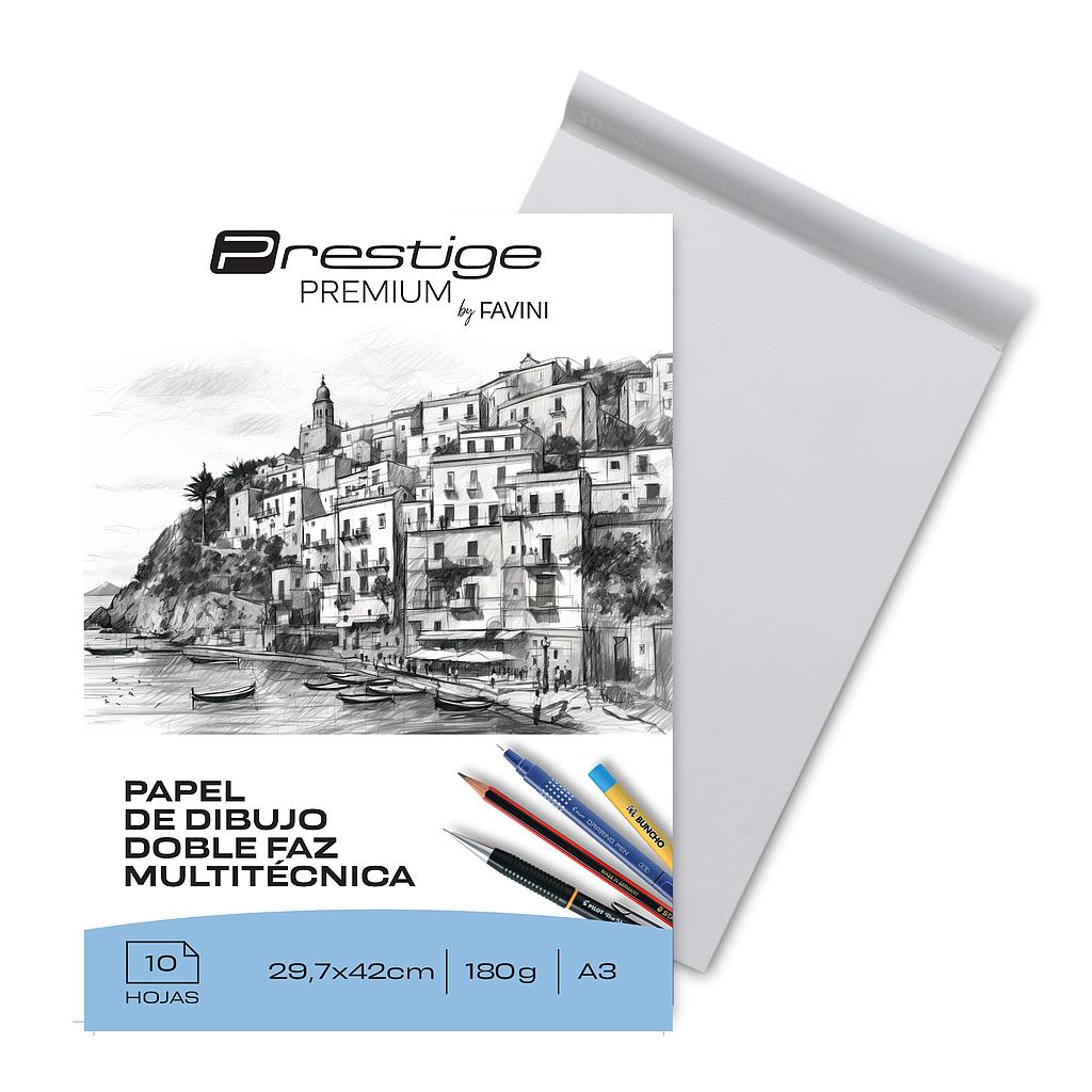 BLOC DE DIBUJO PRESTIGE A3, 180 GRS., 10 HOJAS