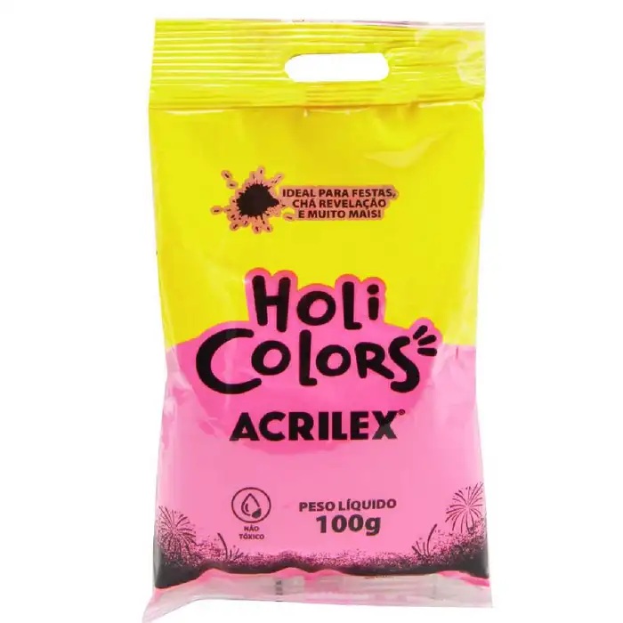 Polvo De Color Holi Colors 100 Gr Acrilex Rosado