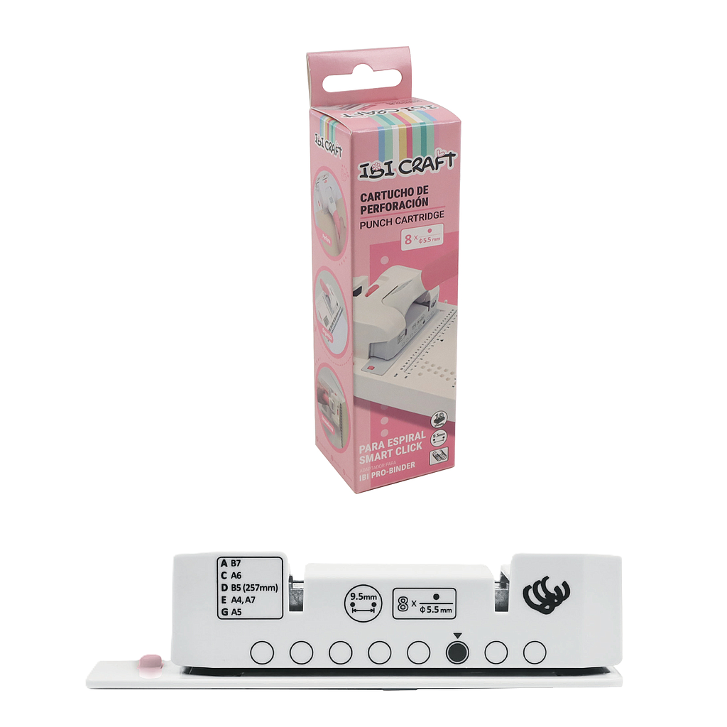 CARTUCHO PERFORADORA Y ENCUADERNADORA MULTISISTEMA IBI CRAFT, 8 CIRCULOS