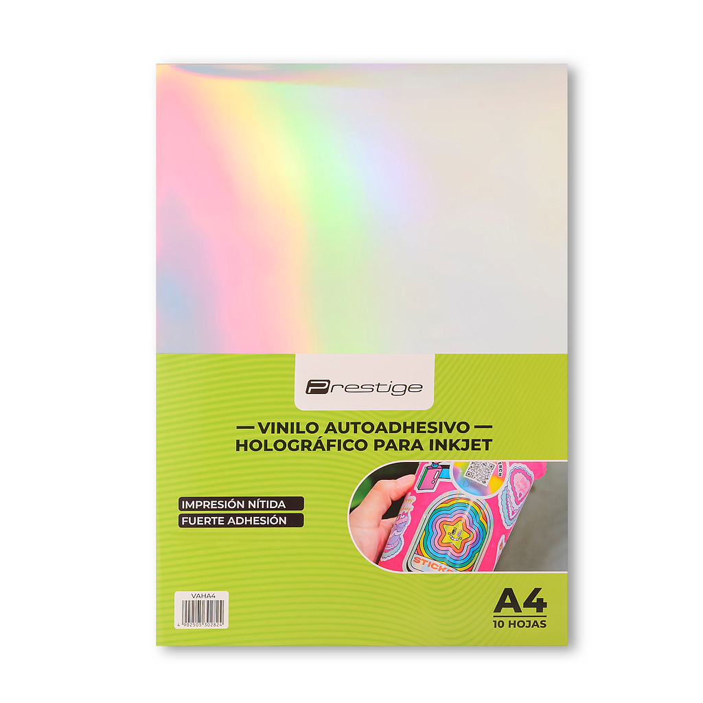 PAQ. C/10 H. VINILO AUTOADH. HOLOGRÁFICO PRESTIGE, A4
