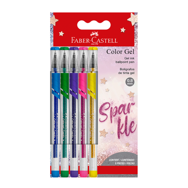 Boligrafo Trilux Color Gel Sparkle x5 Faber-Castell